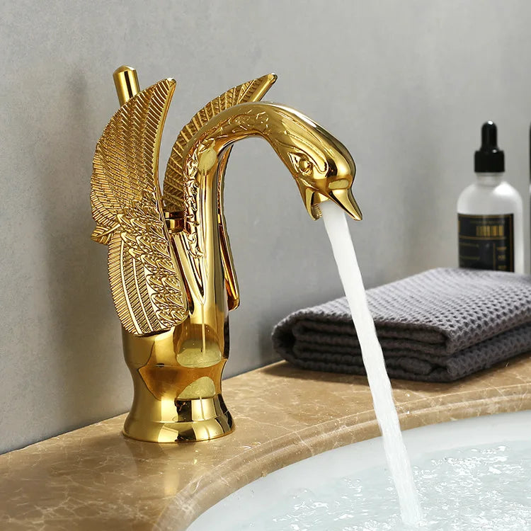 Swan Single-Handle Basin Tap in Gold